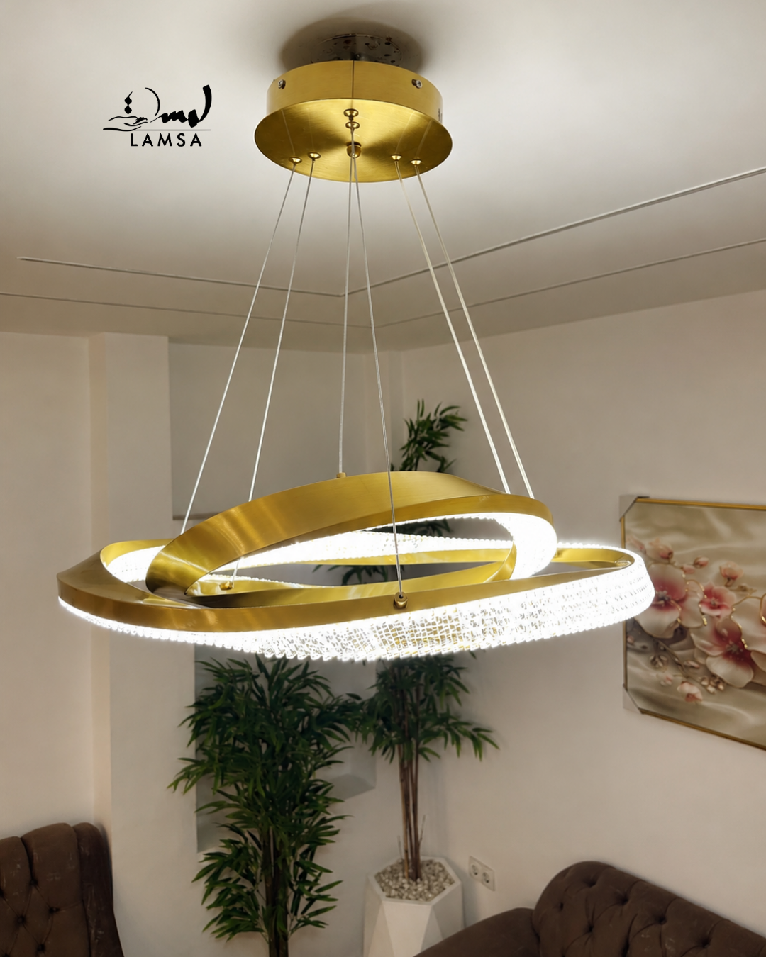 Lustre Led Rond 60cm et 40 cm doré