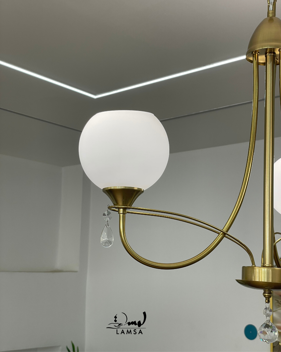 Lustre Chandelier "Doré" 3 abat-jour