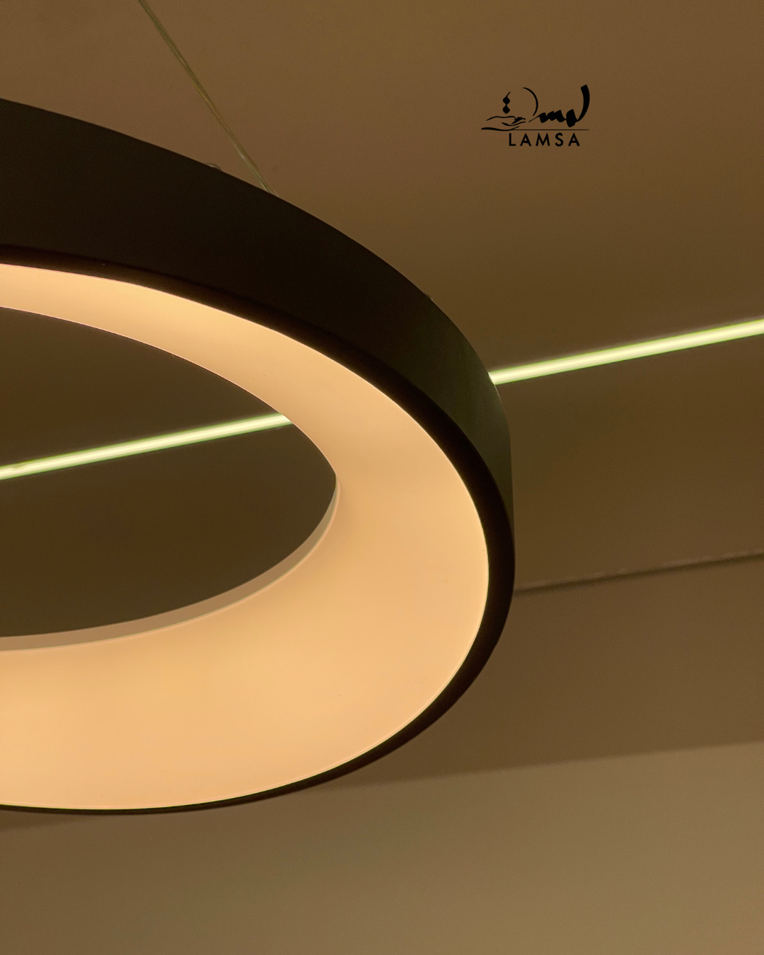 Lustre Round Led Noir et Gris 50 cm