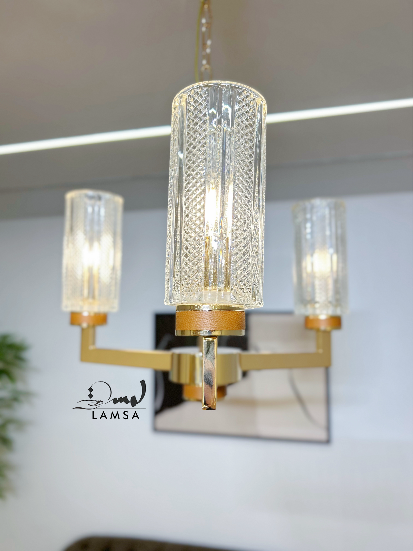Lustre Chandelier "Eclat Doré" 3 abat-jour