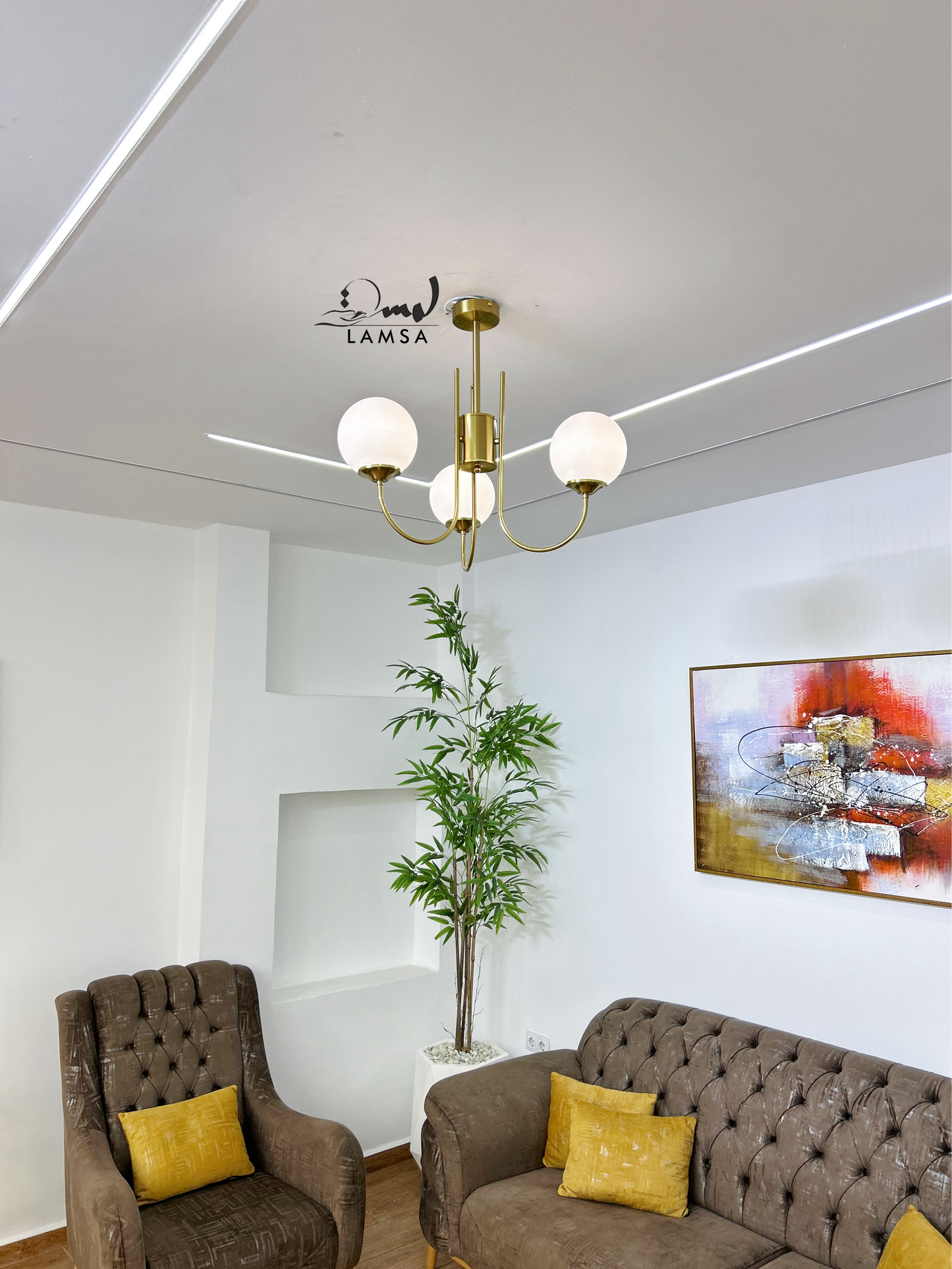 Lustre Chandelier "GOLD" 5 Boules | Livraison Gratuite 58 Wilayas