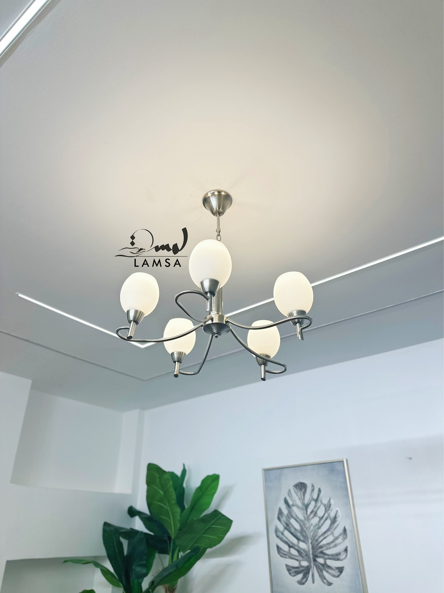 Lustre Chandelier "Argenté" 5 abat-jour | Livraison Gratuite 58 Wilayas