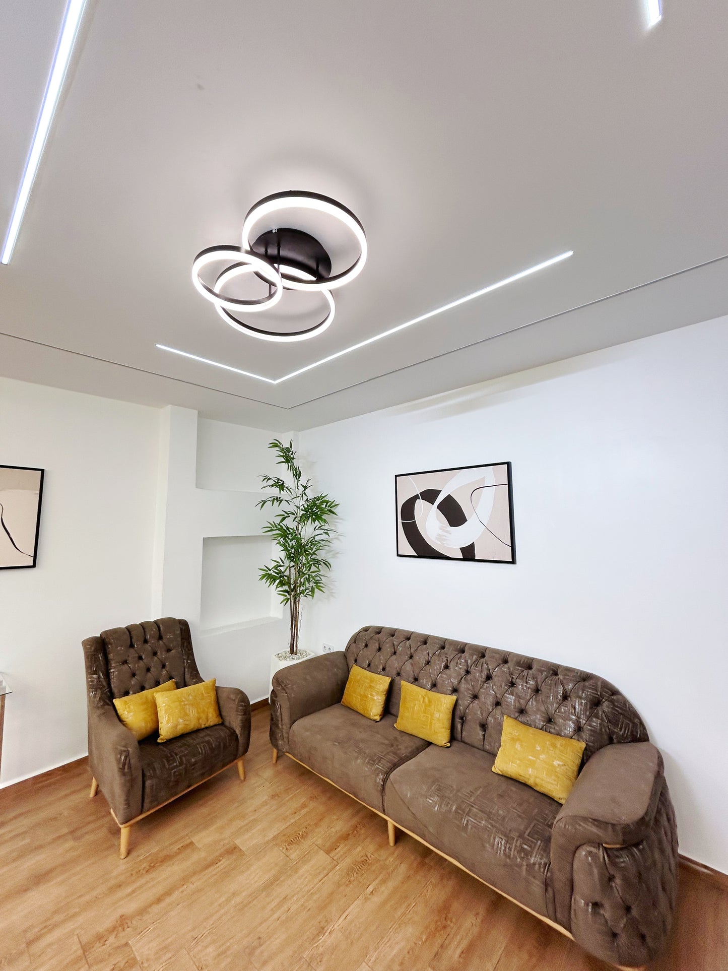 Lustre LED "Triple Cercle" Noir