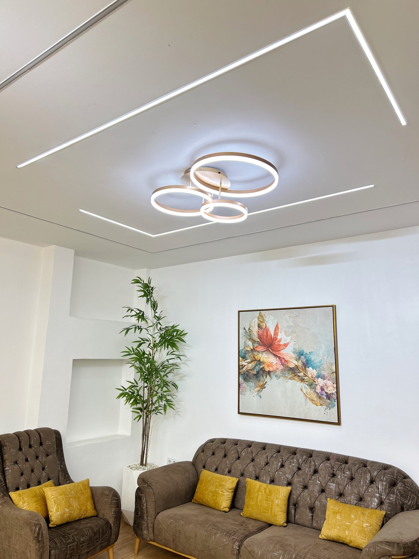 Lustre LED "Triple Cercle" Bronze