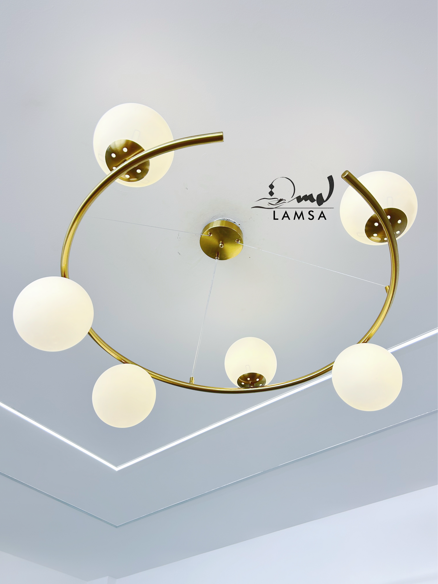 Lustre Galaxie 6 Boules en Métal Bronze