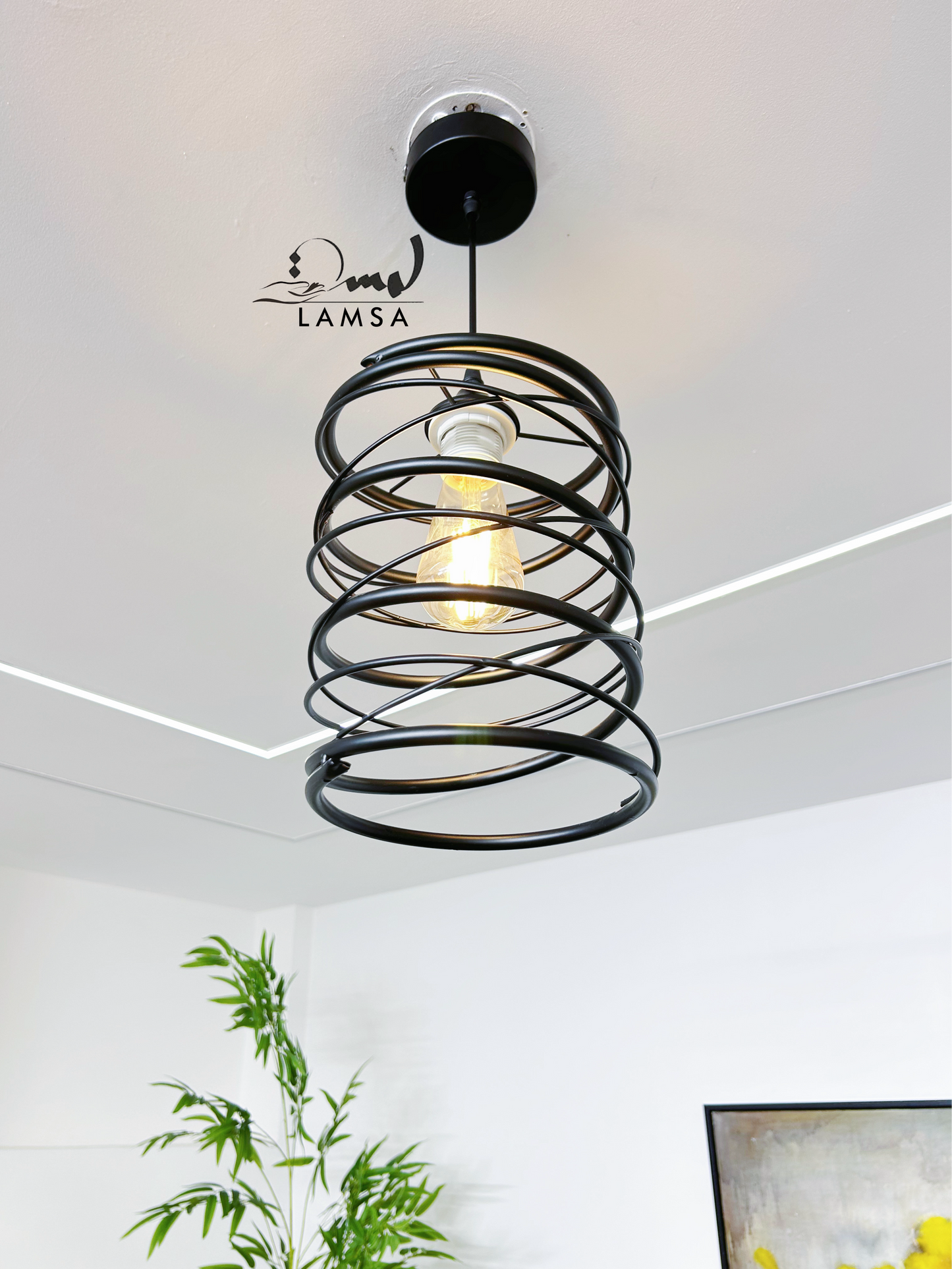 Lustre "Ressort" Métal Noir