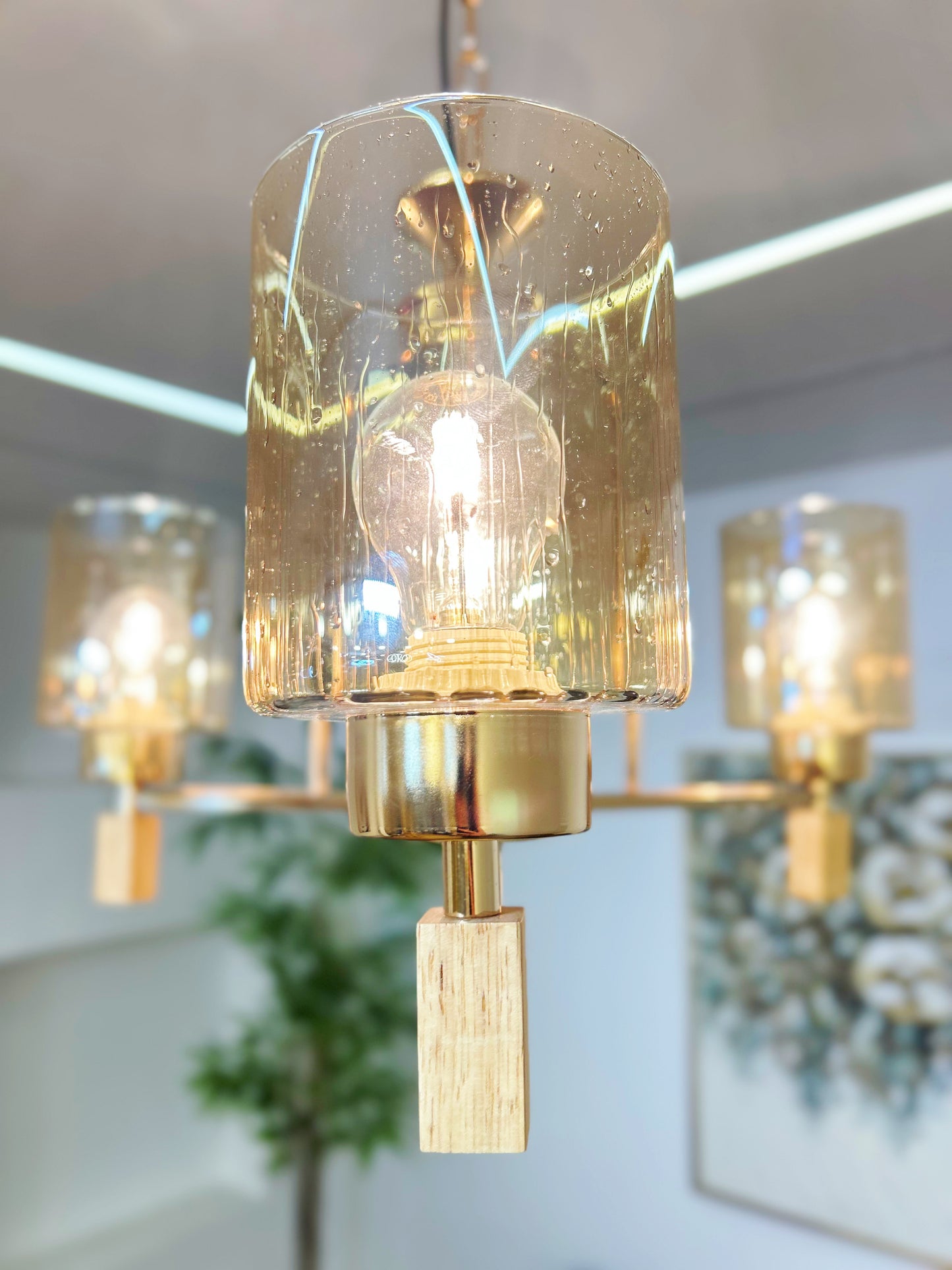 Lustre "GOUTTELETTES" Doré-3 Abat-Jours