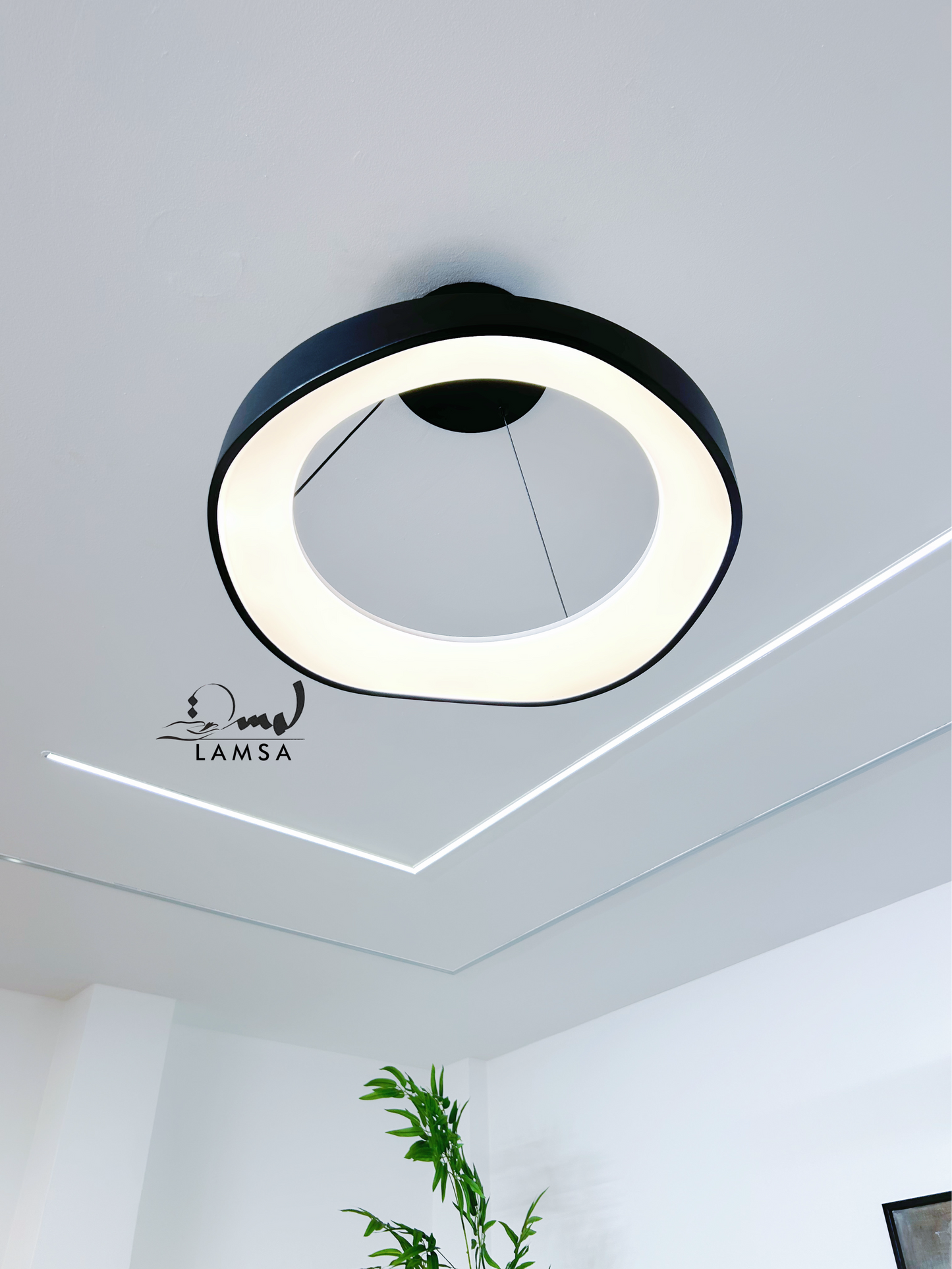 Lustre LED Rond "ONDULADO" Noir|48CM