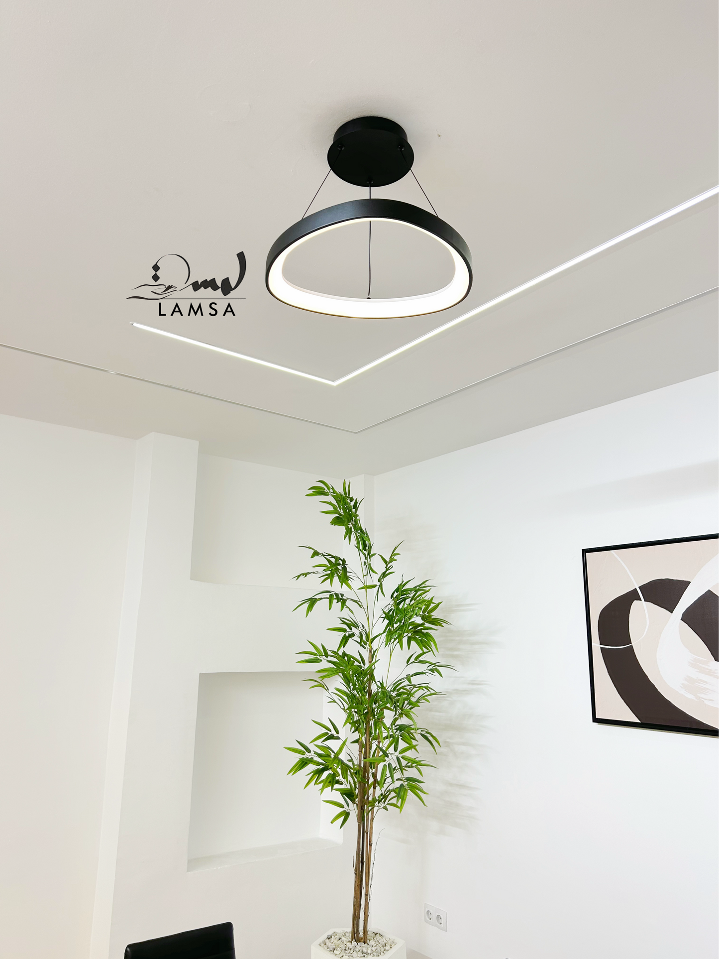Lustre LED Rond "DELTA" Blanc|48CM