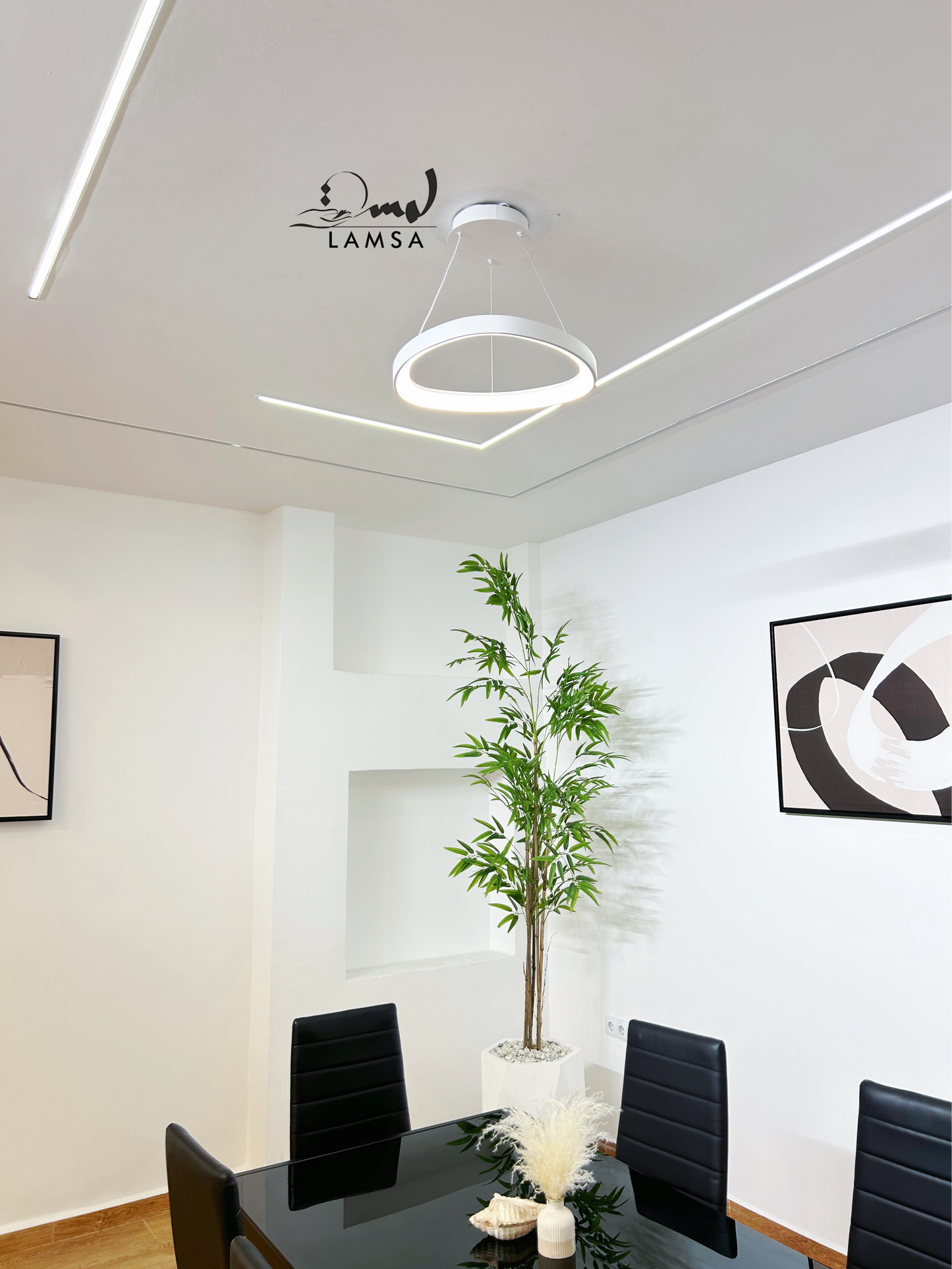 Lustre LED Rond "DELTA" Blanc|48CM