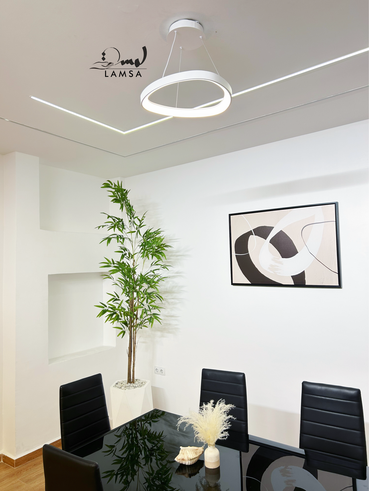 Lustre LED Rond "DELTA" Blanc|48CM