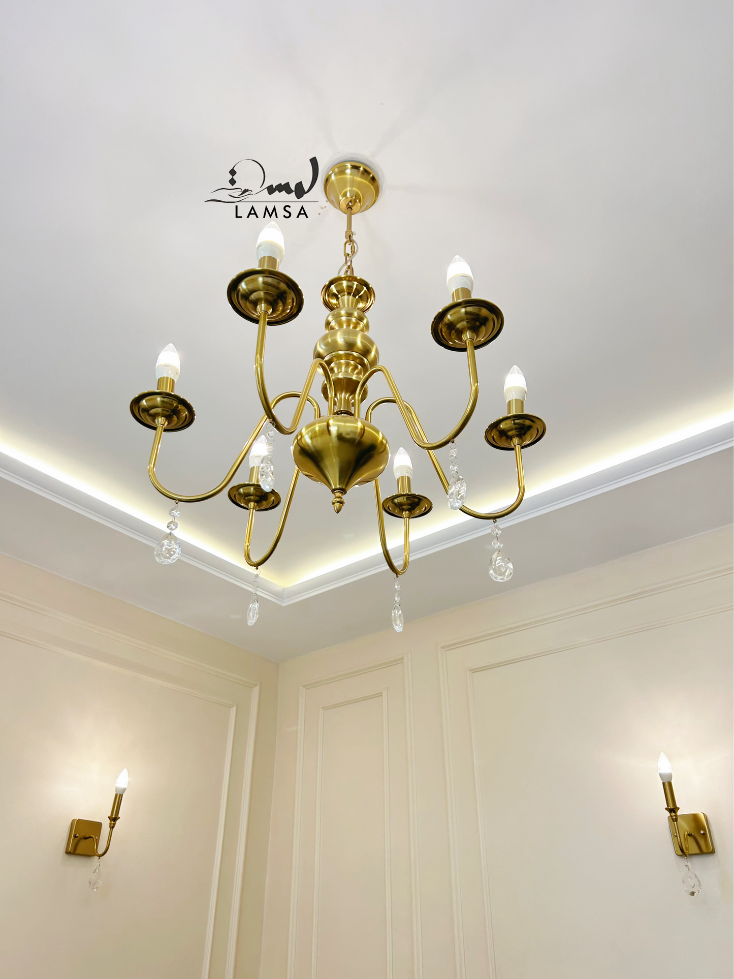 Lustre Chandelier Doré 6 Ampoules