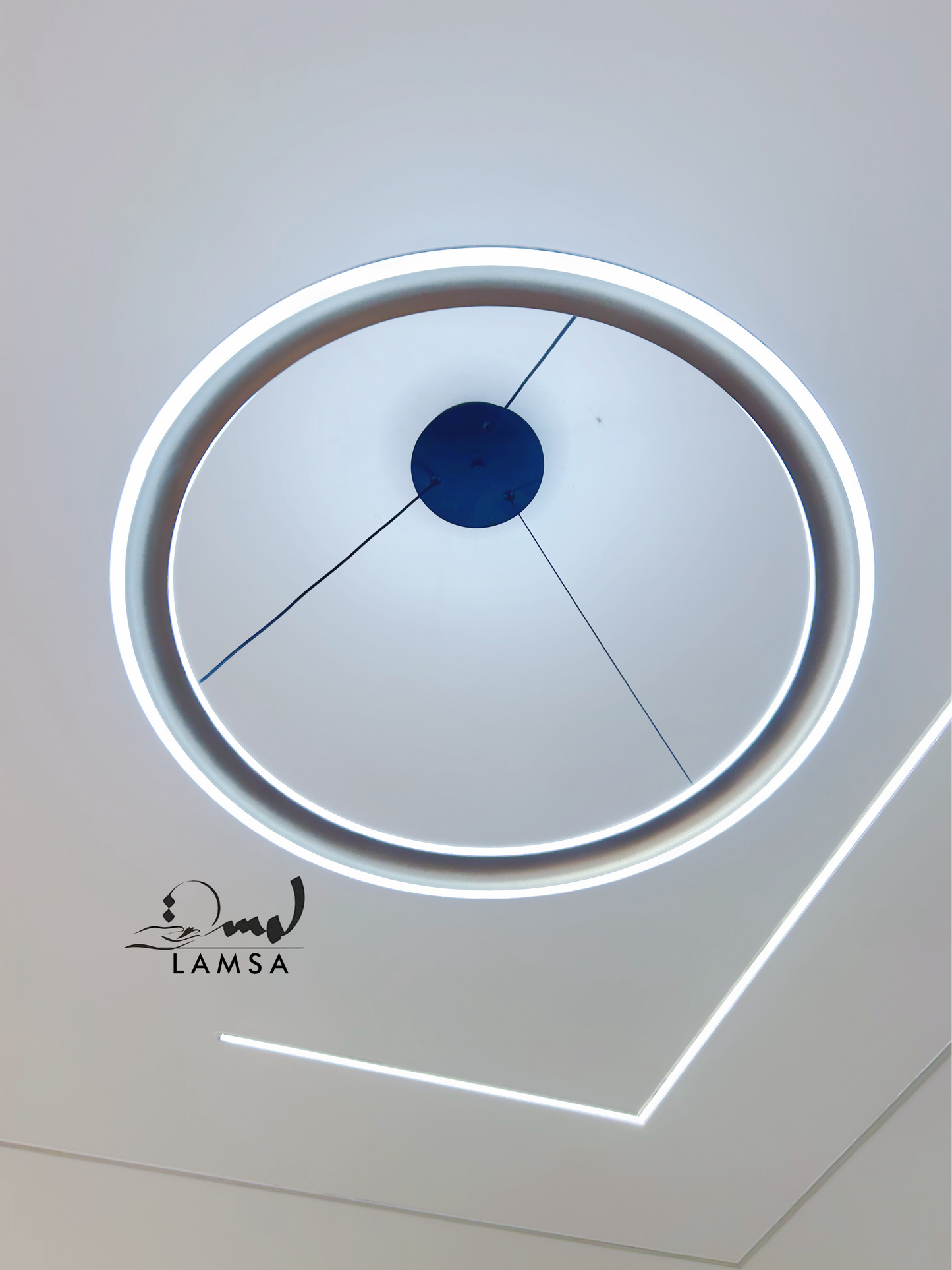 Lustre LED Rond "2 trait" gris|60CM