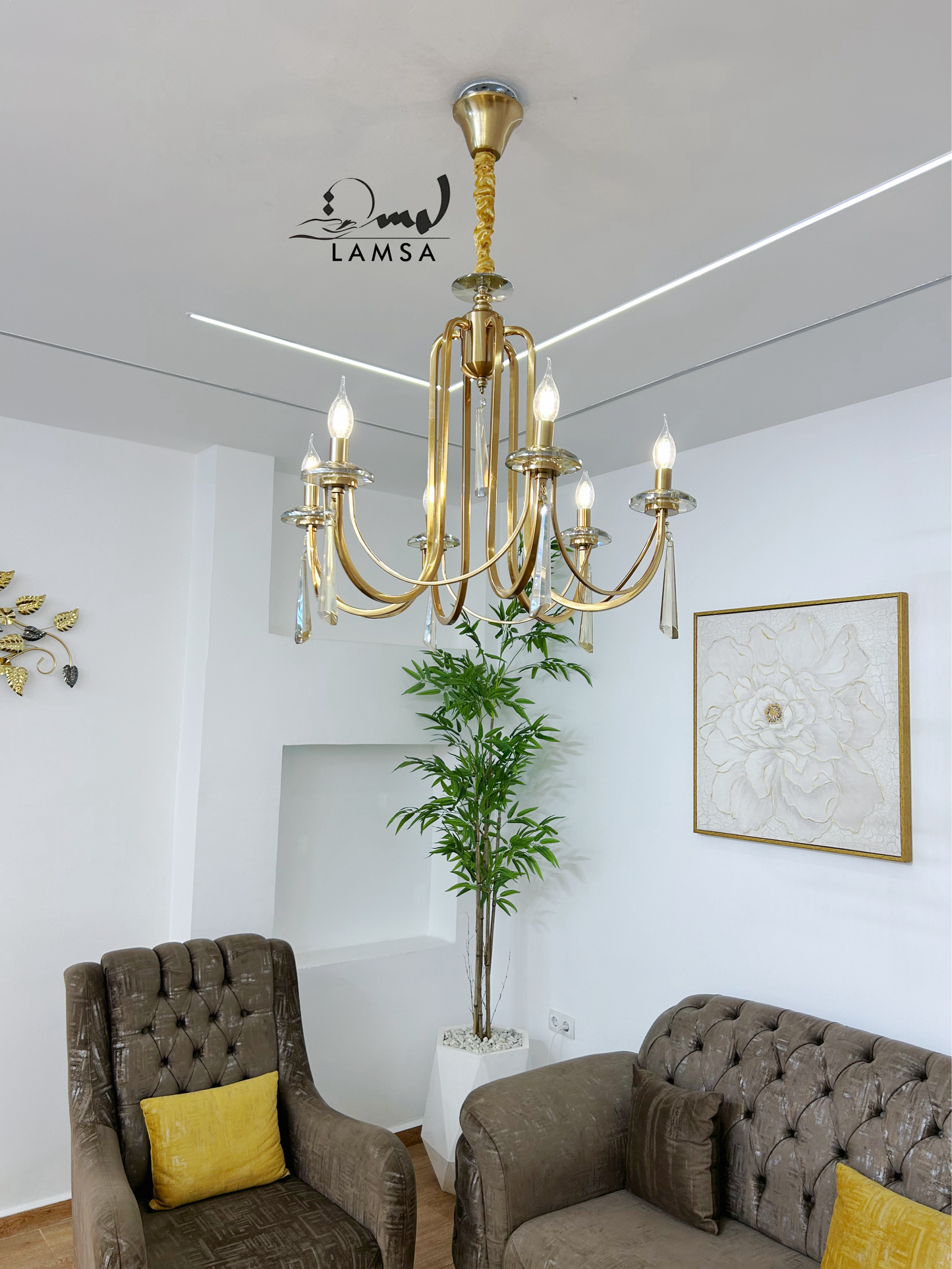 Lustre Chandelier "GOLDEN" 6 Ampoules