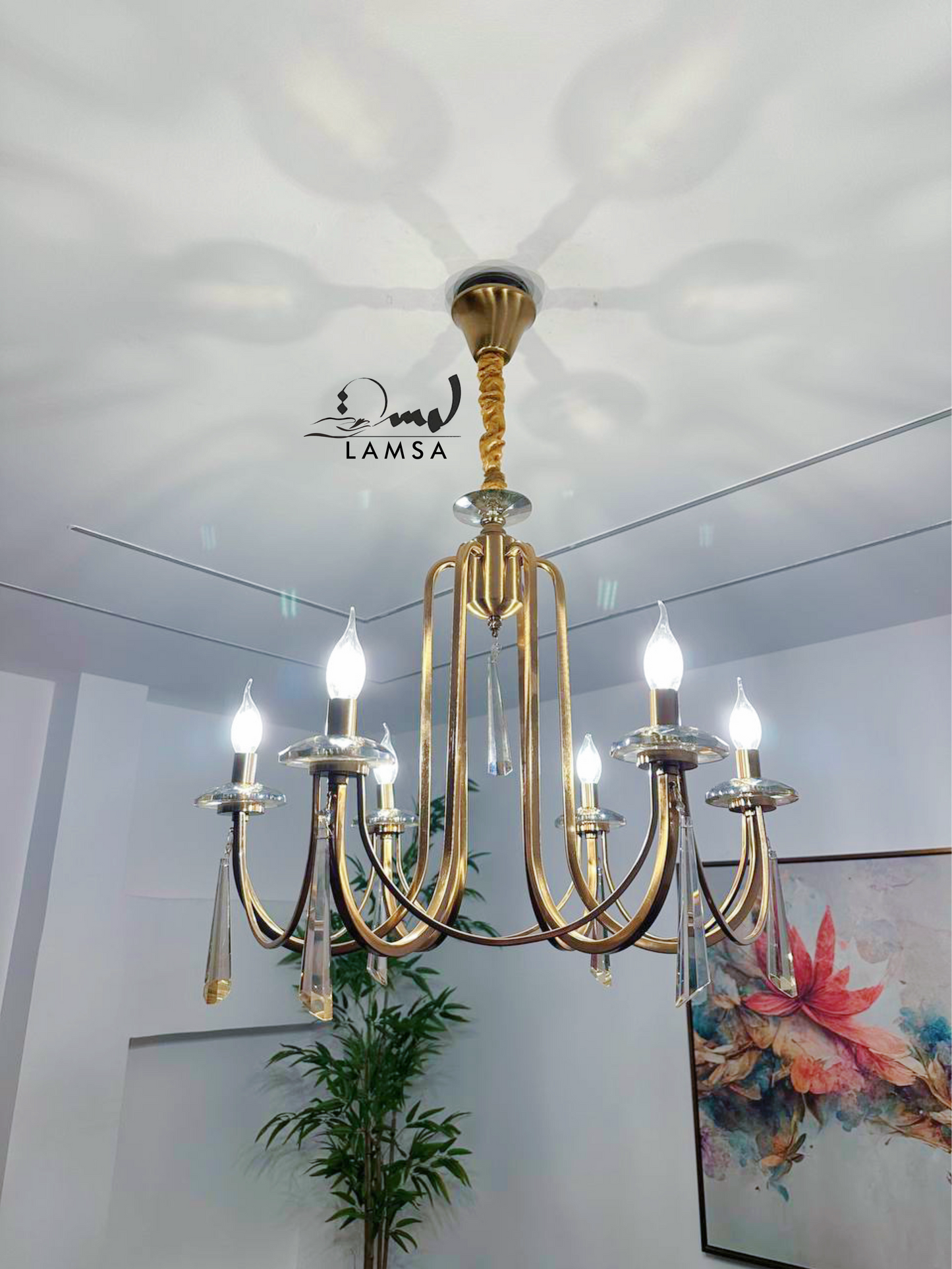 Lustre Chandelier "GOLDEN" 6 Ampoules