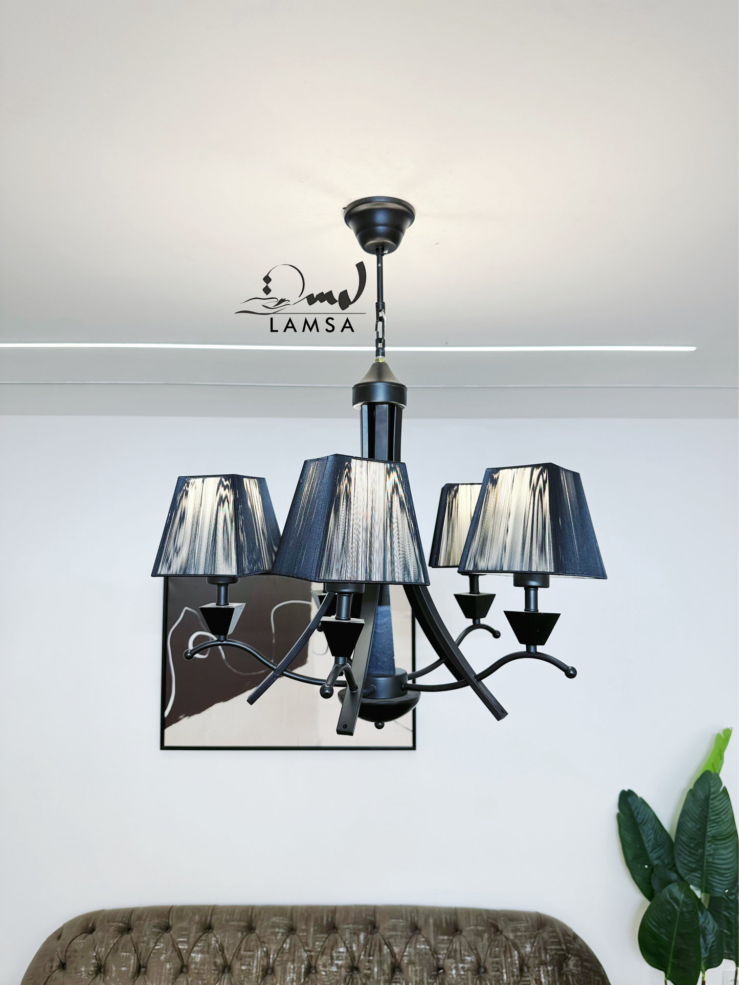 Lustre Chandelier "BLACK & BLACK" 5 abat-jour