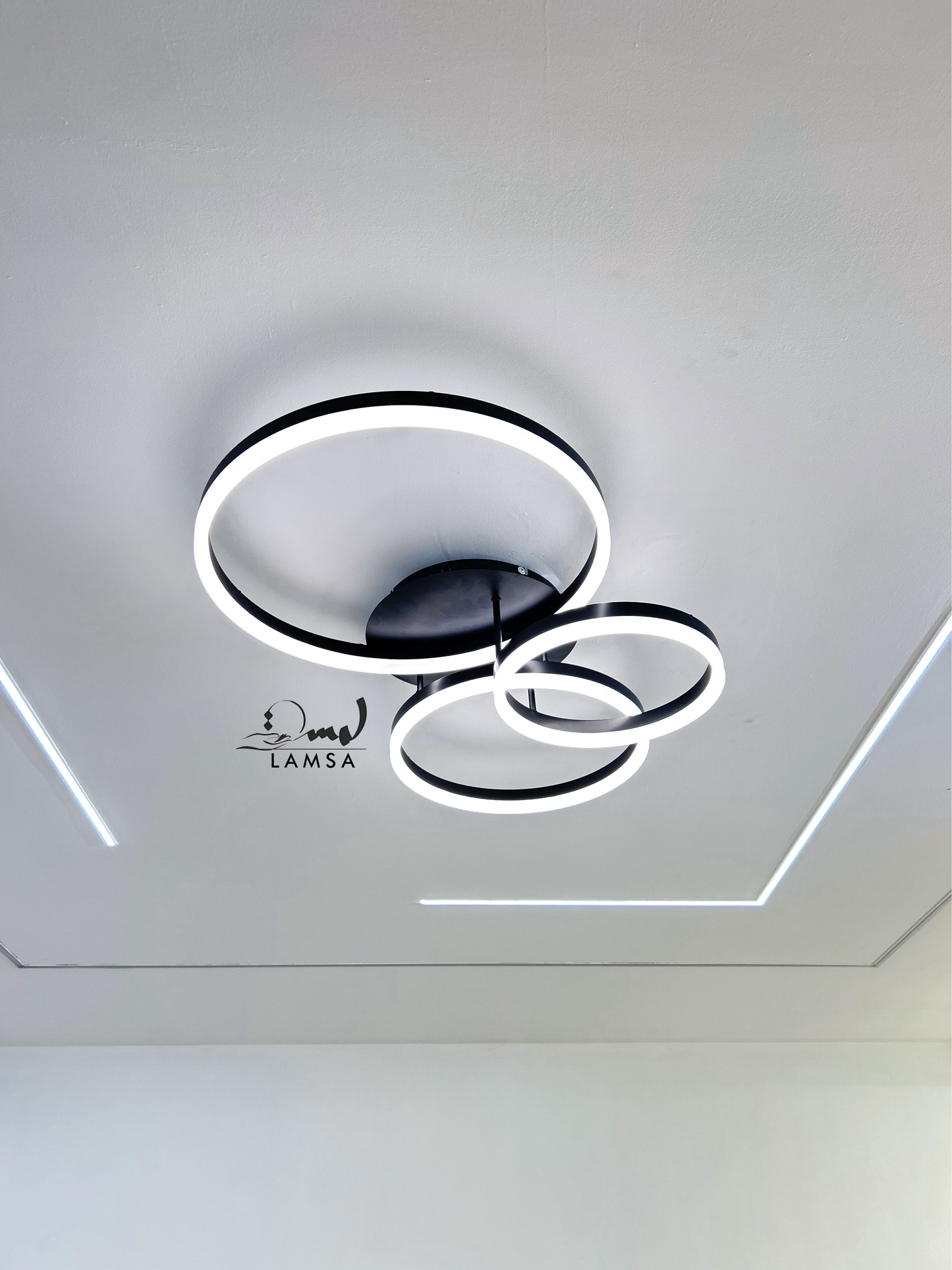 Lustre LED "Triple Cercle" Noir