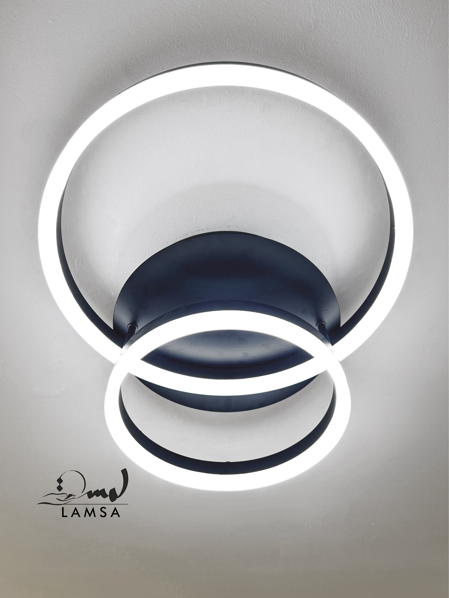 Lustre LED "DOUBLE" Cercle Noir