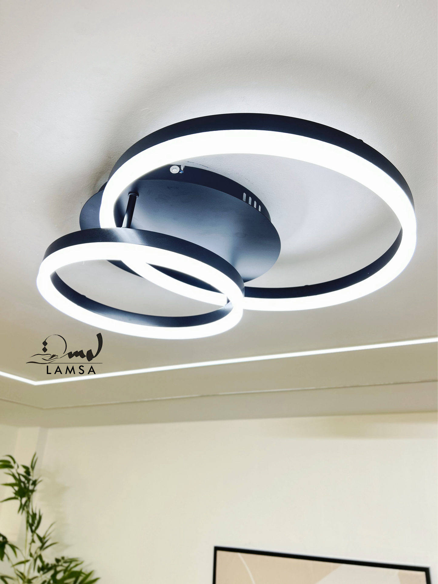 Lustre LED "DOUBLE" Cercle Noir