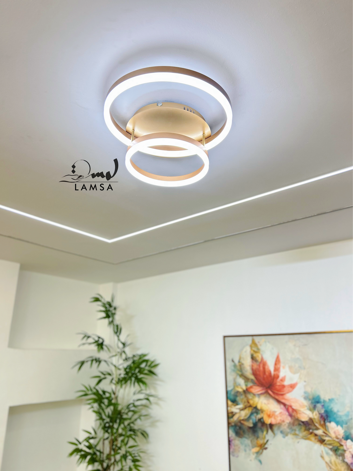 Lustre LED "DOUBLE" Cercle Bronze