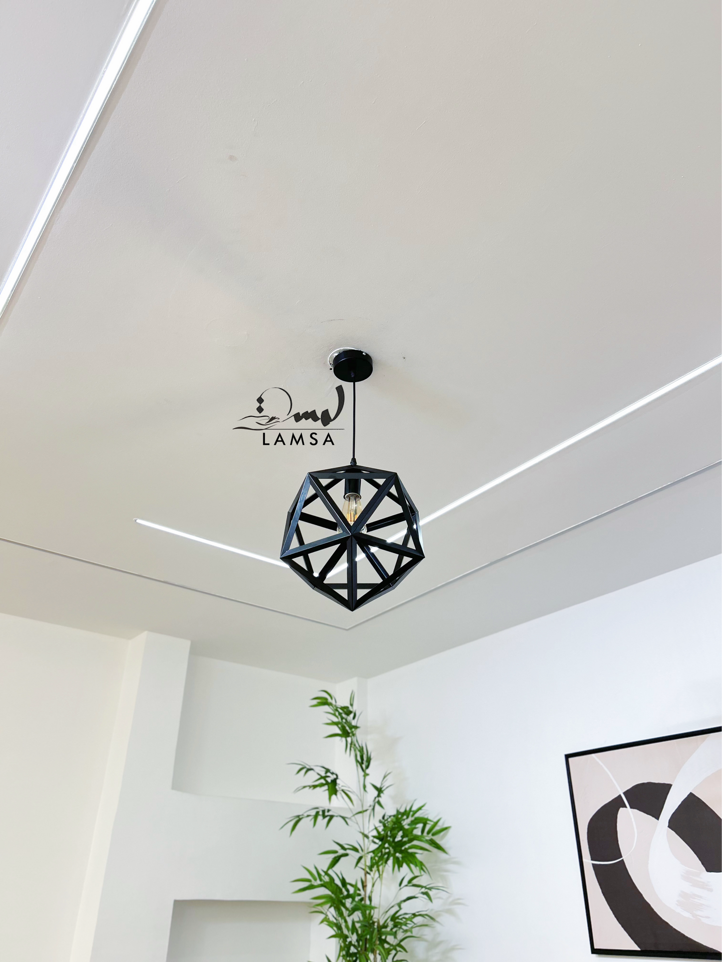 Lustre "Géométrique" Métal Noir