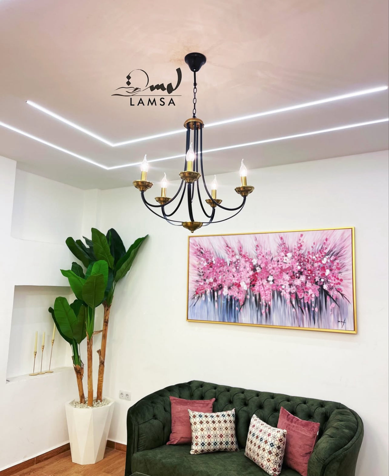Lustre Chandelier "CLASSIQUE "5 Ampoules Noir