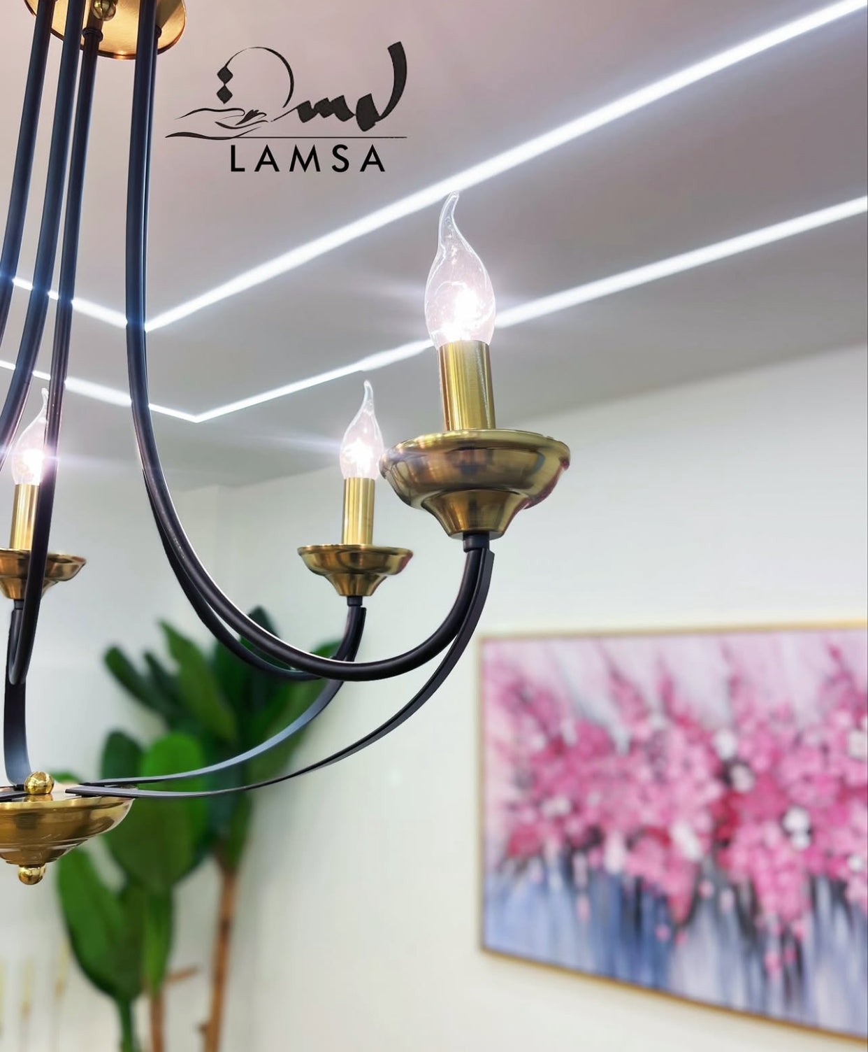 Lustre Chandelier "CLASSIQUE "5 Ampoules Noir