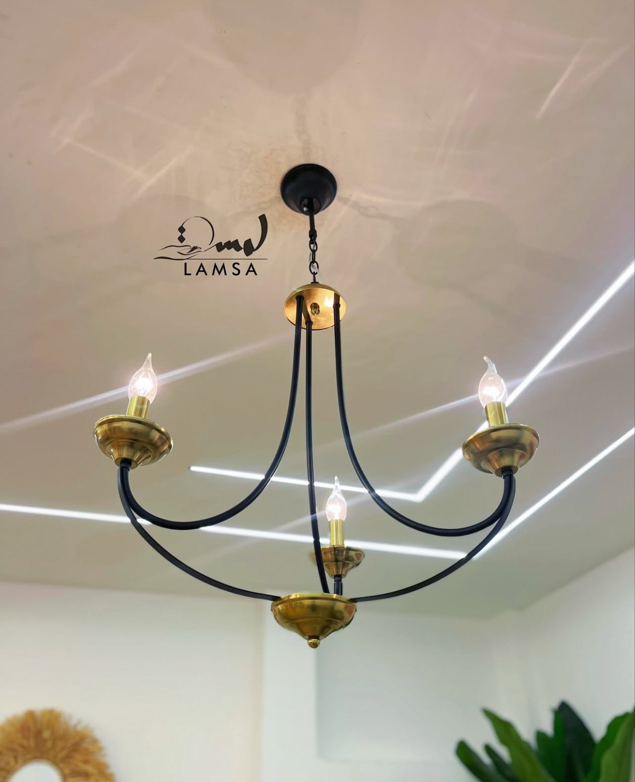 Lustre Chandelier " CLASSIQUE "3 Ampoules Noir