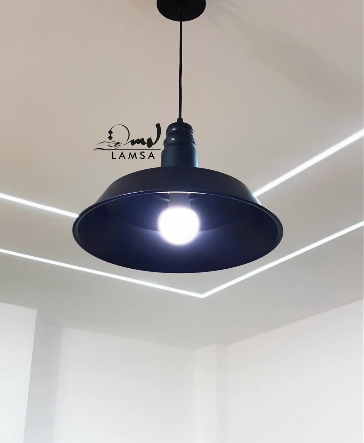 Lustre "Industriel" Métal Blanc