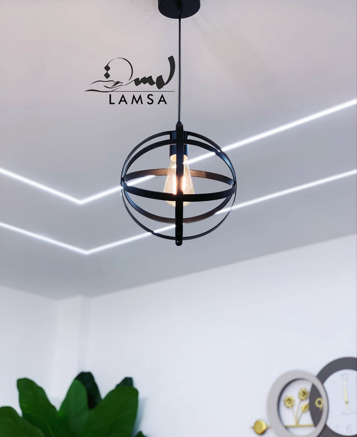 Lustre "Globe" Métal Noir