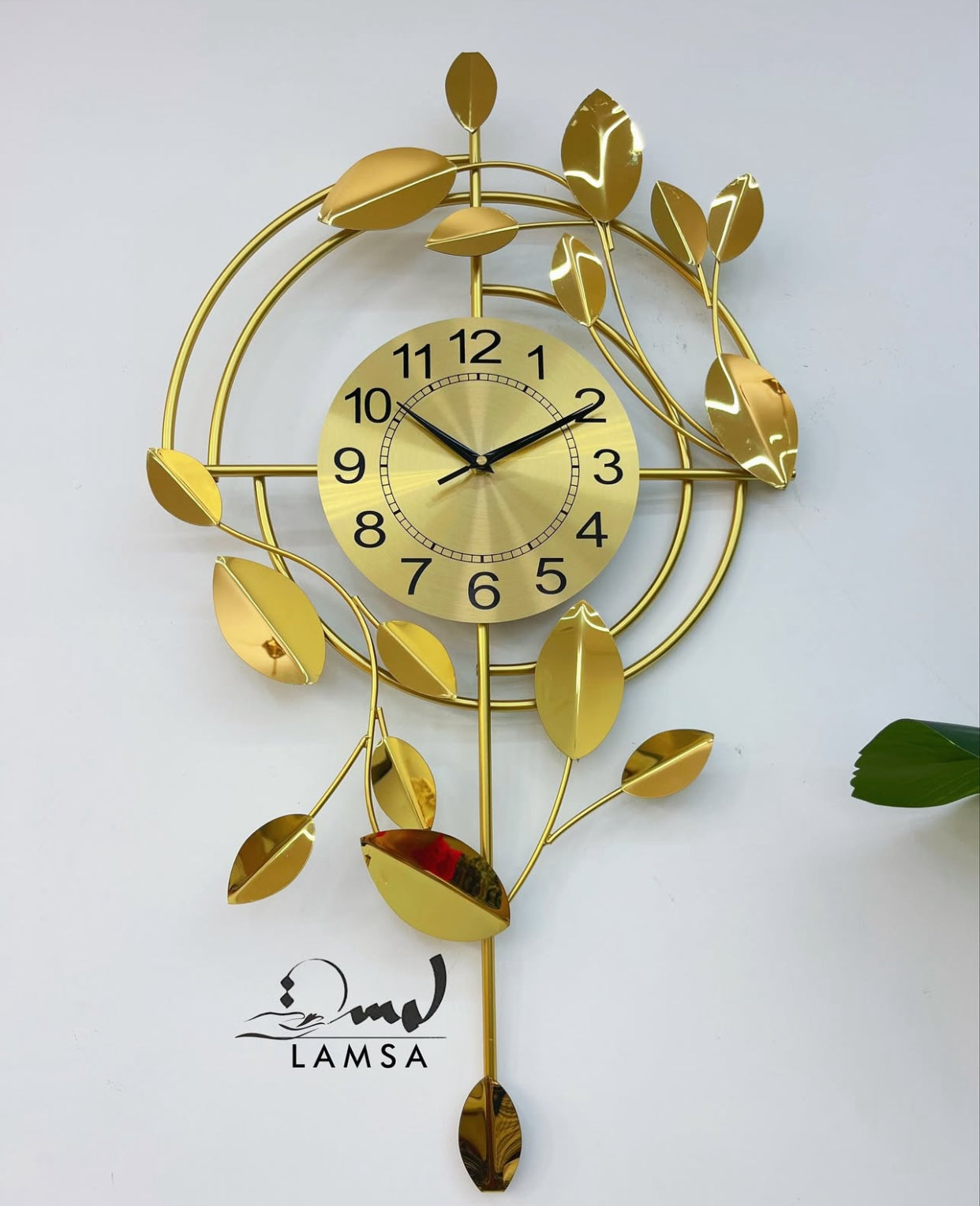 Horloge Murale Doré " FEUILLES "