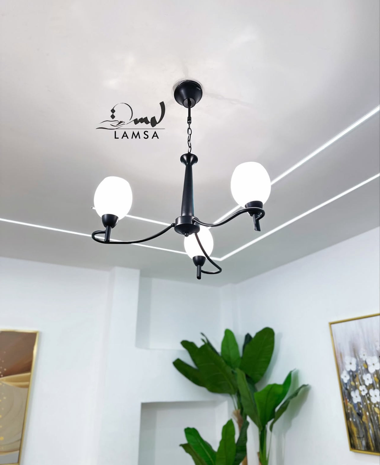 Lustre Chandelier "Noir" 5 abat-jour
