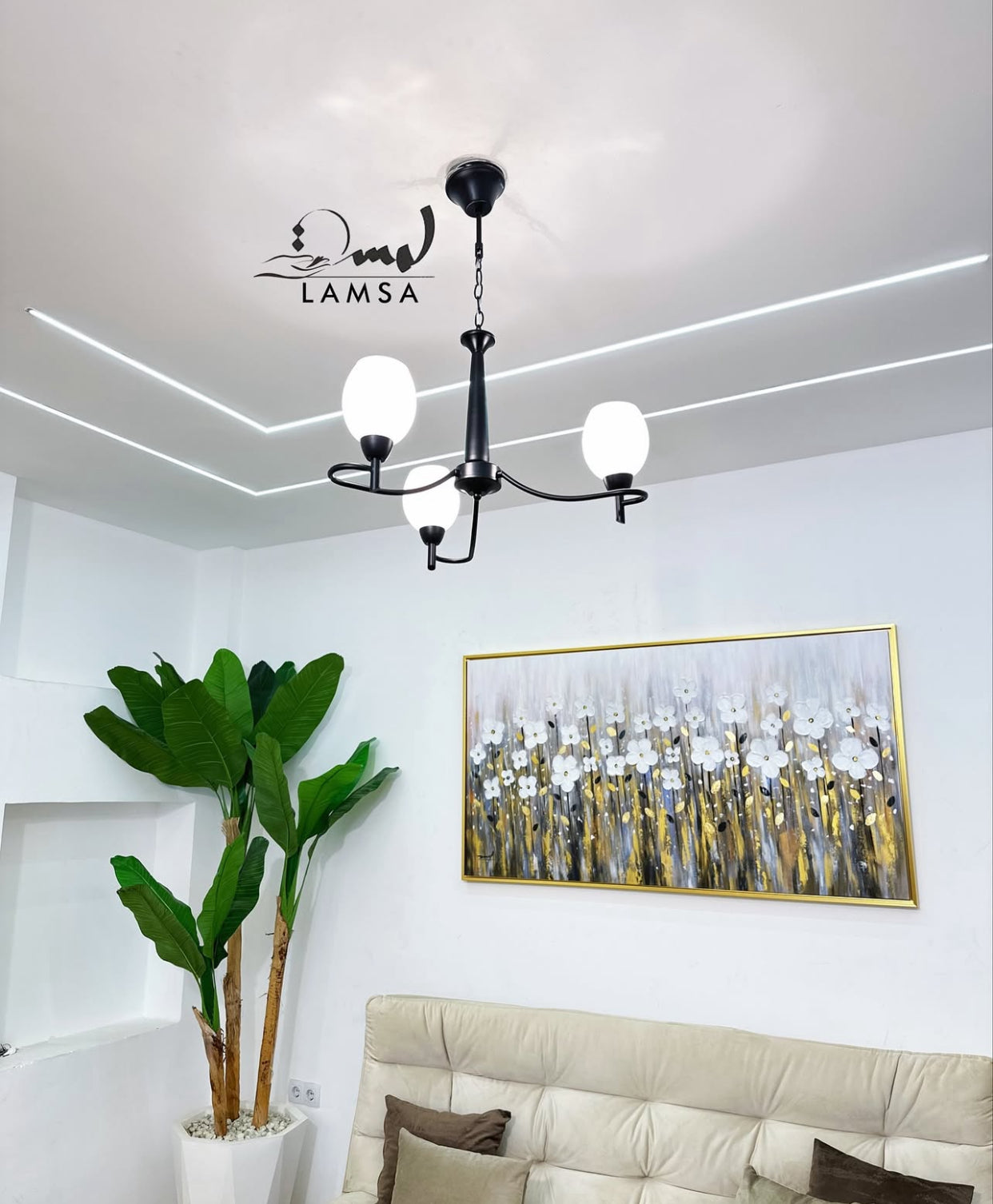 Lustre Chandelier "Noir" 3 abat-jour
