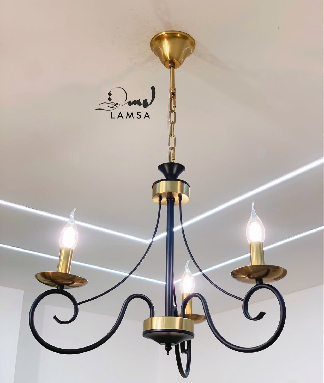 Lustre Chandelier " CLASSIQUE "3 Ampoules Noir