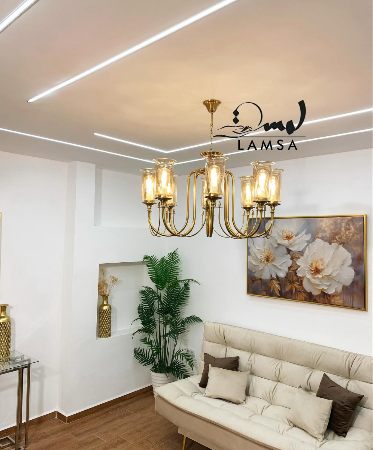 Lustre Chandelier "BOURGOIS" 8 abat-jour