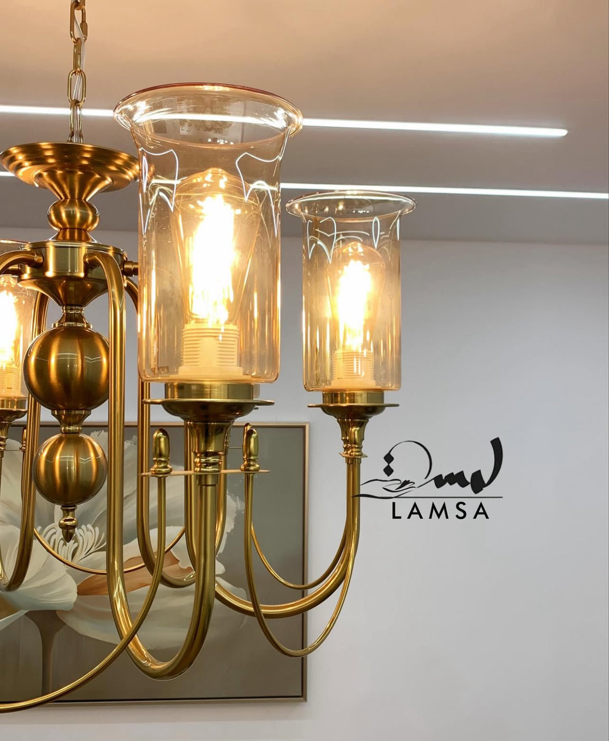 Lustre Chandelier "BOURGOIS" 6 abat-jour