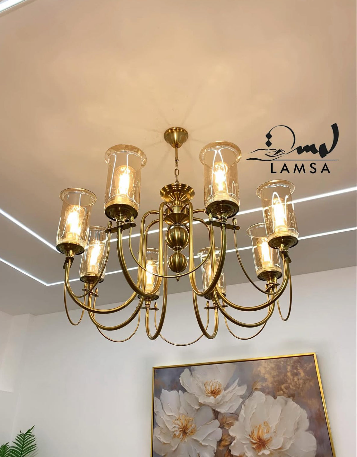 Lustre Chandelier "BOURGOIS" 8 abat-jour