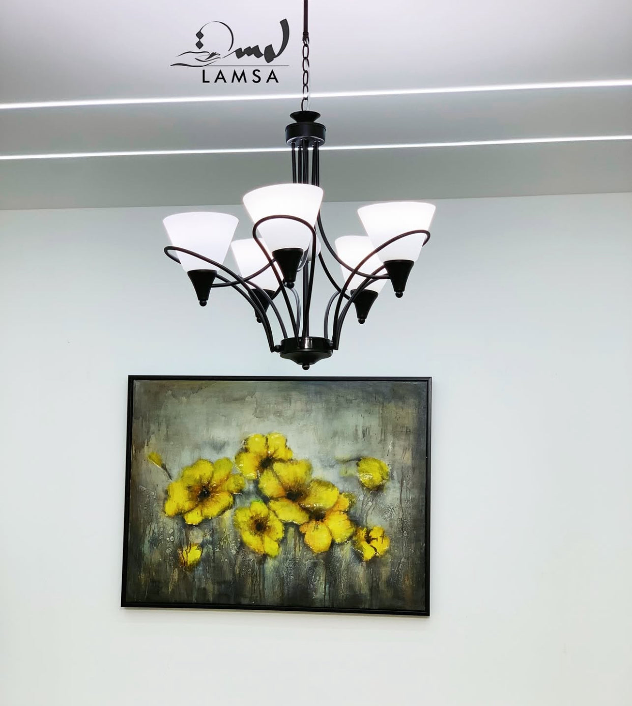 Lustre Chandelier Couleur "INOX" 5 abat-jour