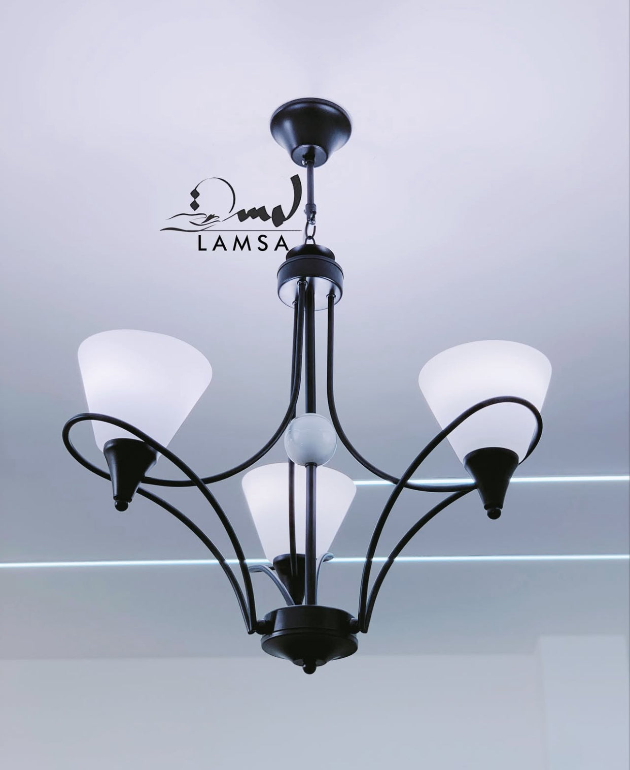Lustre Chandelier Couleur "INOX" 5 abat-jour