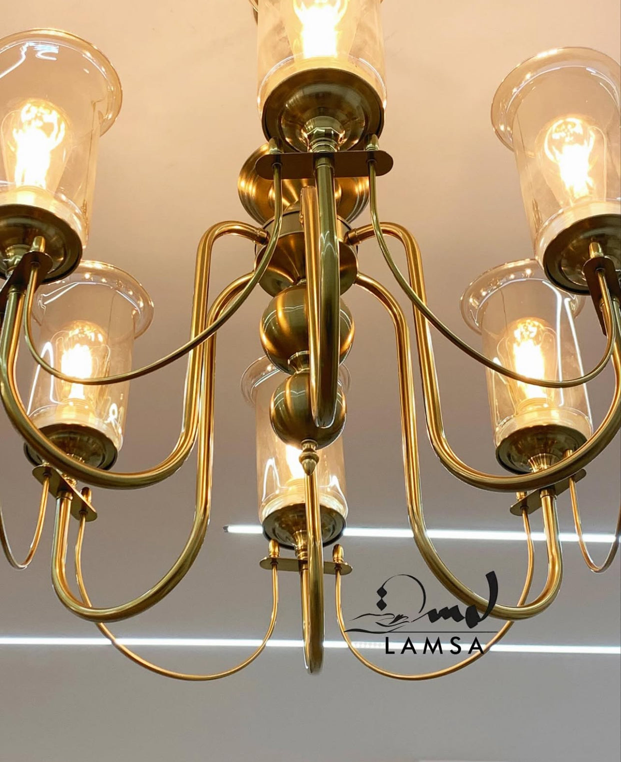 Lustre Chandelier "BOURGOIS" 6 abat-jour