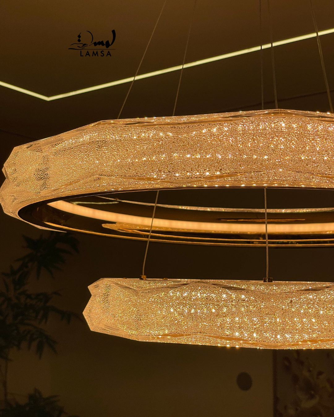 Lustre Led Rond 60cm et 40 cm doré