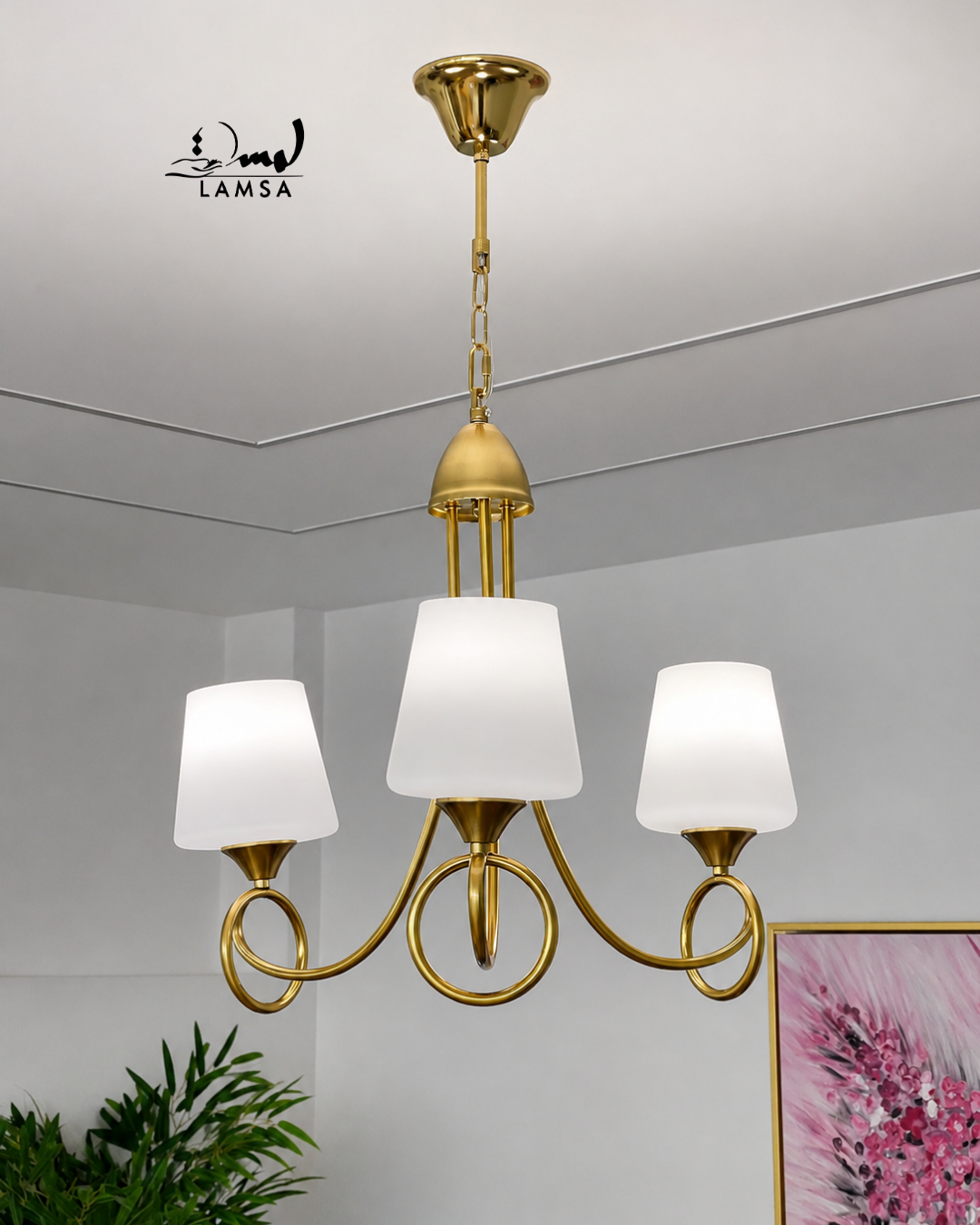 Lustre Chandelier Cristal "Doré" 3 et 5 abat-jour