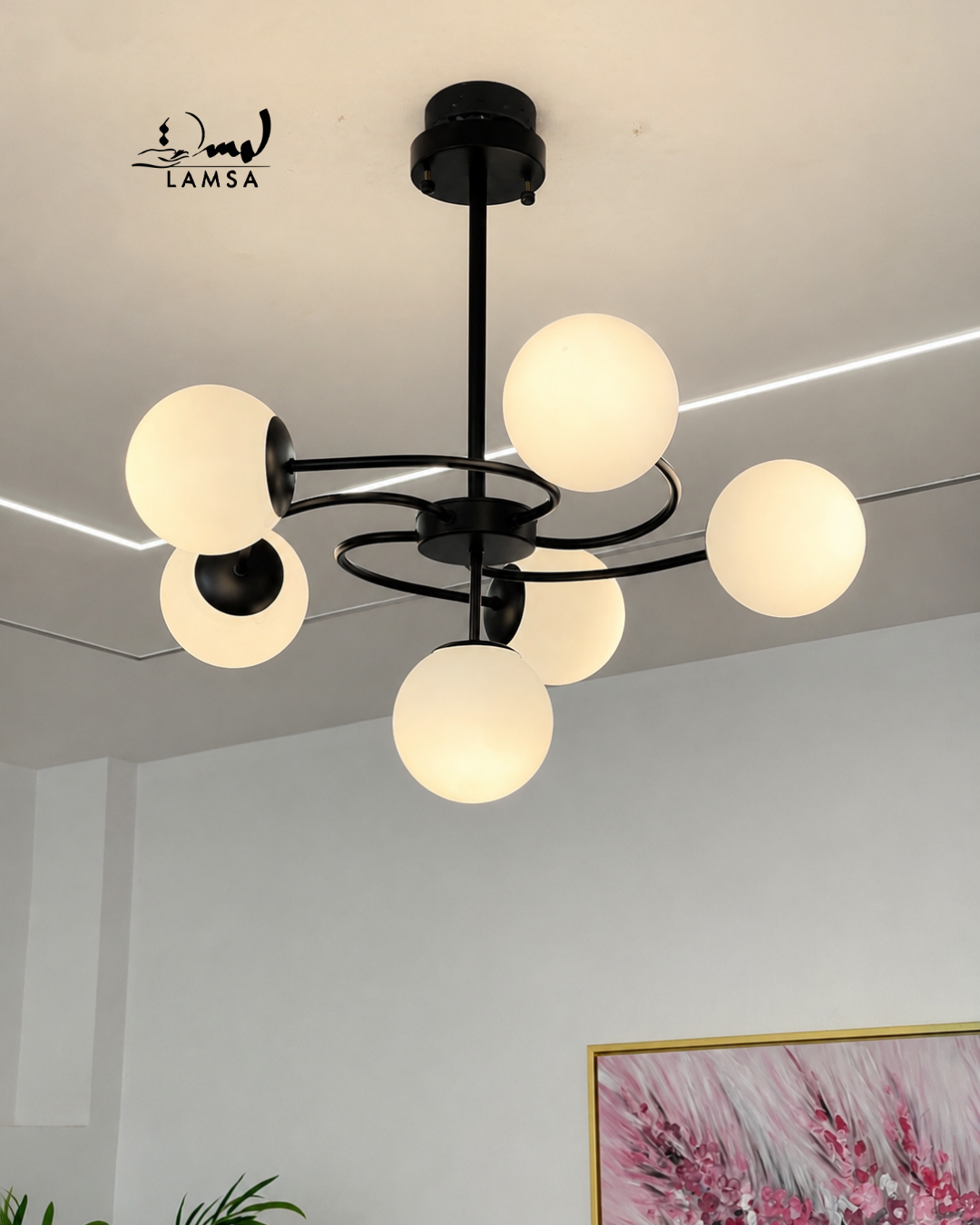 Lustre Chandelier "Doré"et "Noir" 6 abat-jour