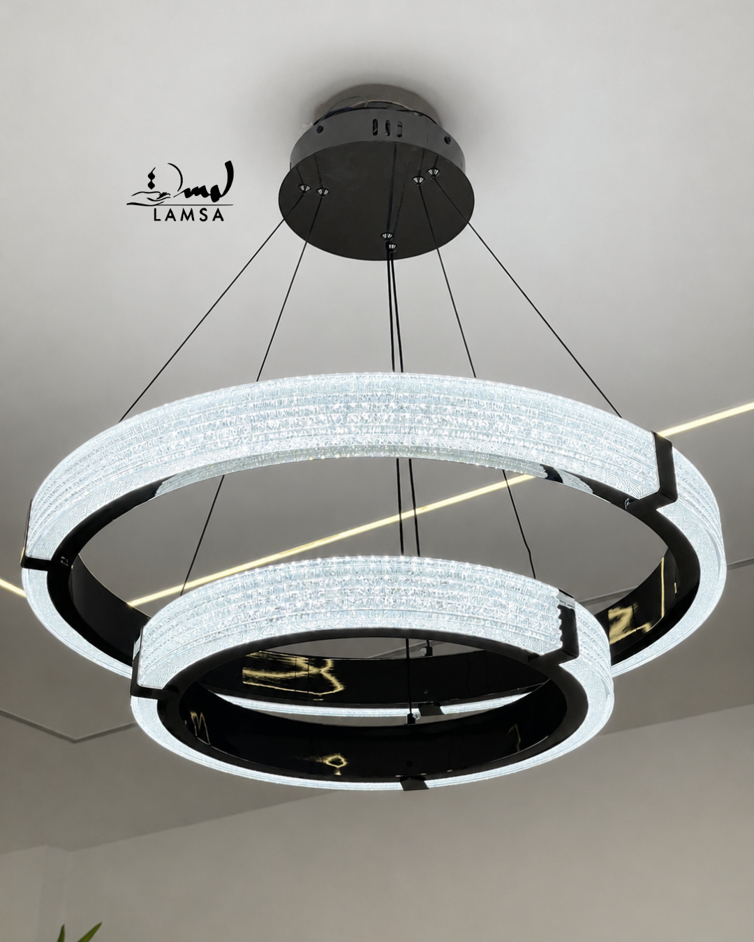 Lustre Led Rond 60cm et 40 cm noir