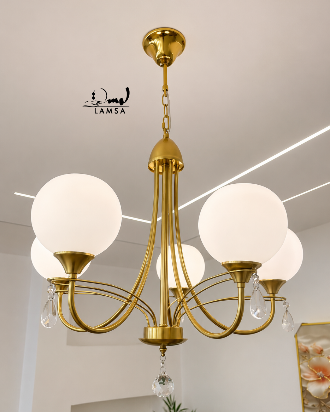 Lustre Chandelier "Doré" 3 abat-jour