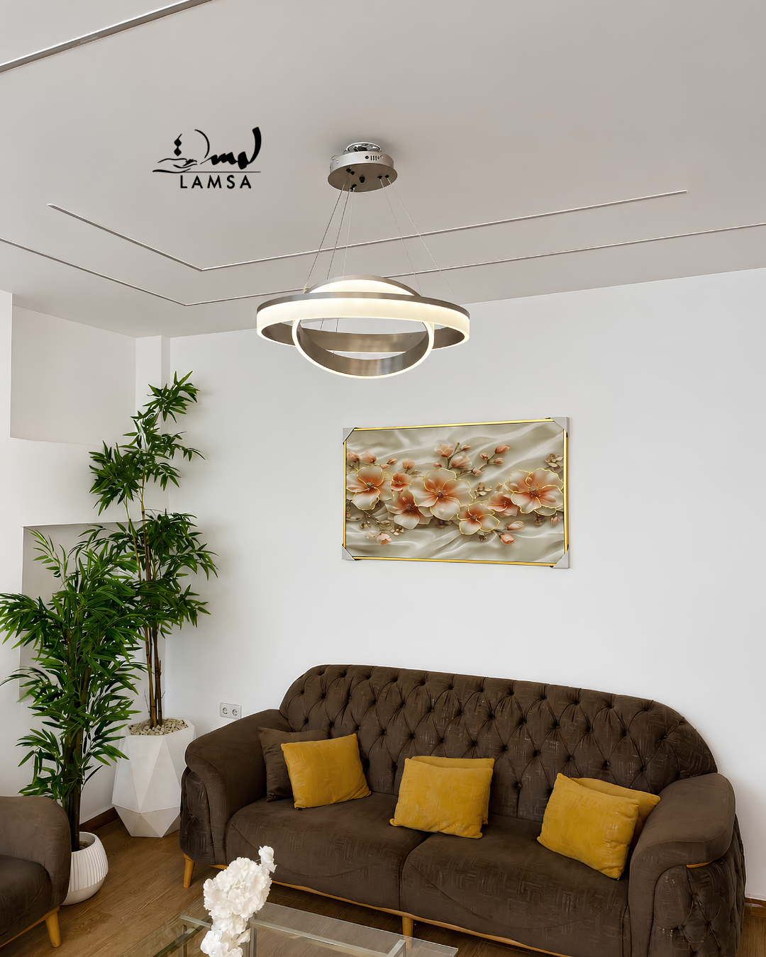 Lustre Led Rond 60cm et 40 cm silver
