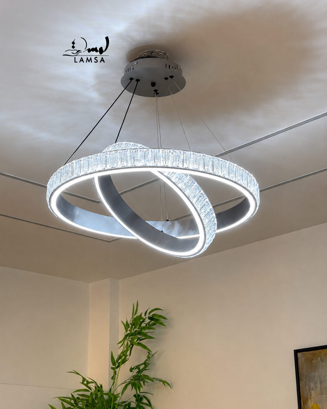 lustre led round 60 cm et 40 cm gris