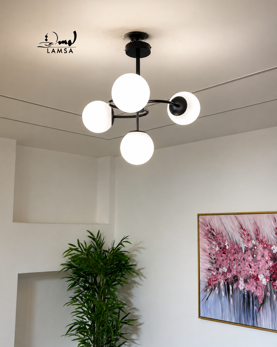 Lustre Chandelier "Doré"et "Noir" 4 abat-jour