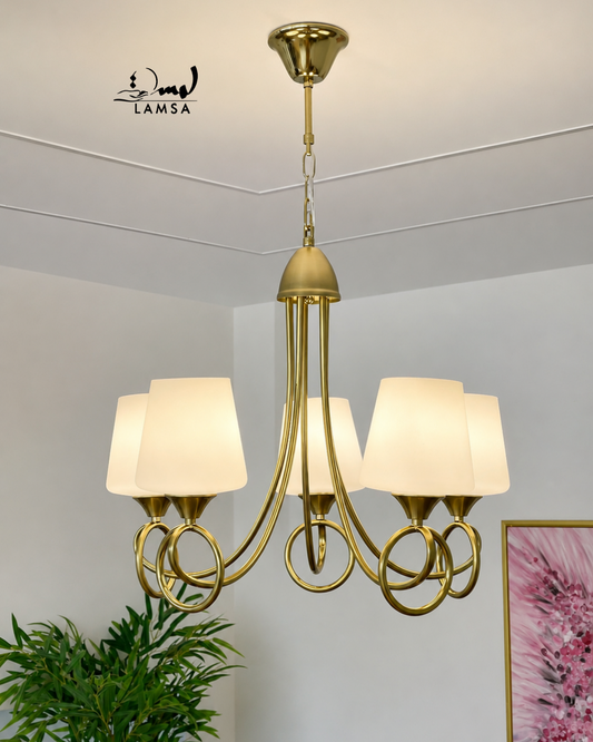 Lustre Chandelier Cristal "Doré" 3 et 5 abat-jour