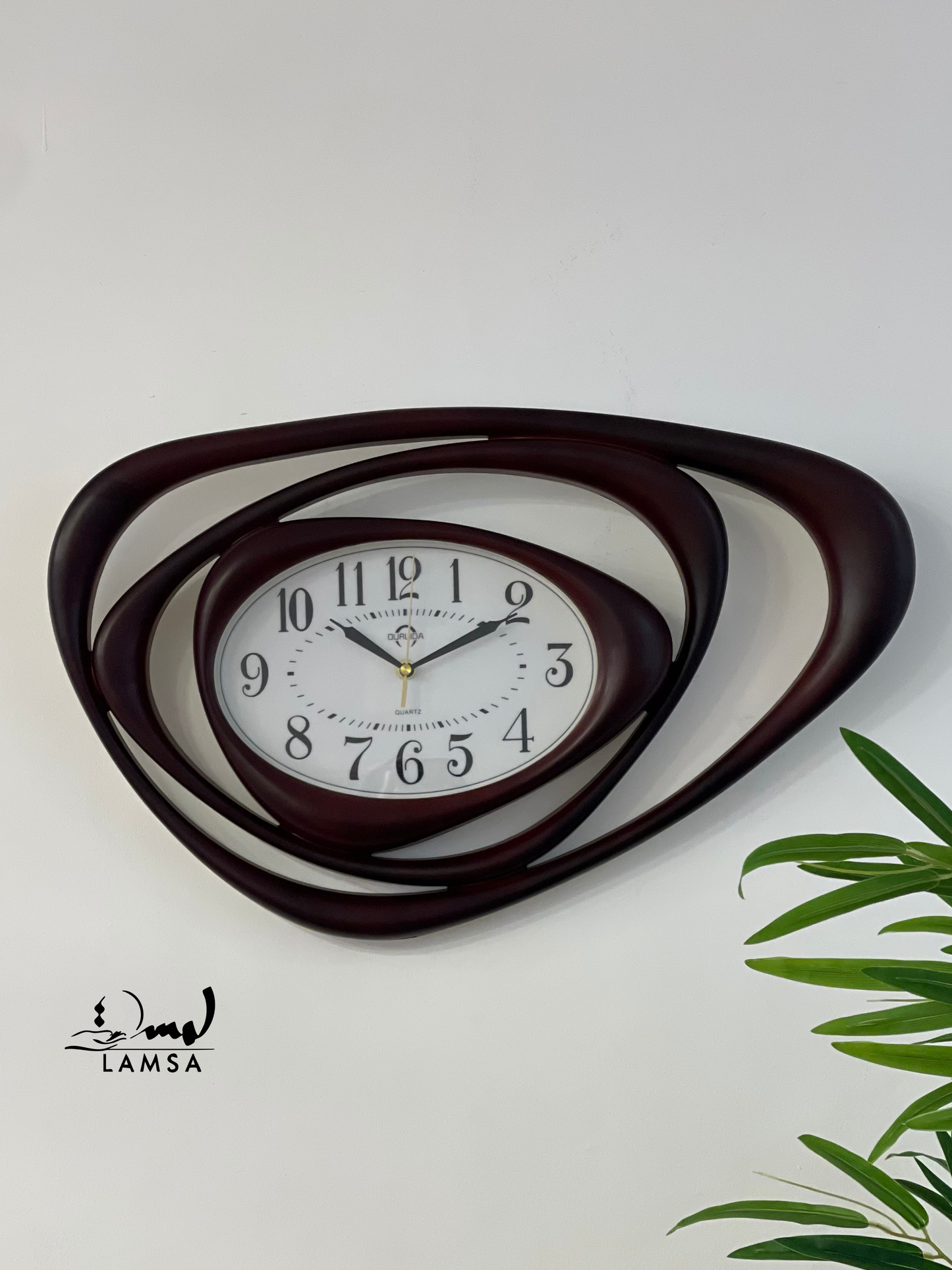 Horloge Murale blanc et marron foncé